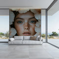 Portrait of Nature Floral Mural Wallpaper — Soft Beige Petunia Art Mural Wallpaper - pure wallpaper artwork