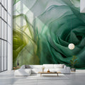Ethereal Green Floral Mural Wallpaper — Soft Fabric Texture Design Mural Wallpaper - pure wallpaper artwork