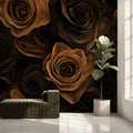 Gilded Rose Floral Mural Wallpaper — Moody Botanical Art Mural Wallpaper - pure wallpaper artwork