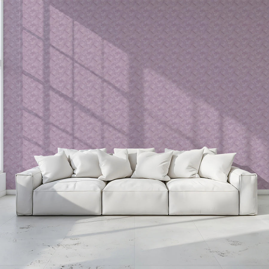 Lavender Swirl Damask Mural Wallpaper — Soft Classic Aesthetic Mural Wallpaper