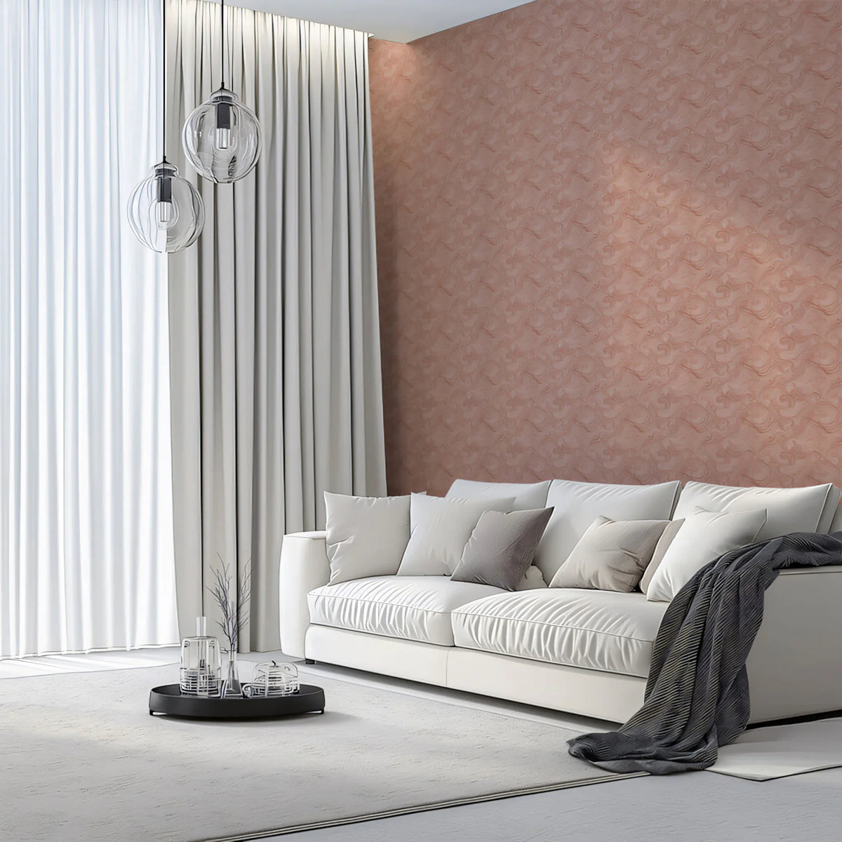 Dusty Rose Swirl Texture Mural Wallpaper — Soft Minimalist Mural Wallpaper - pure wallpaper artwork