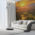 Golden Hour Alpine Village Mural Wallpaper — Scenic Landscape Mural Wallpaper - pure wallpaper artwork