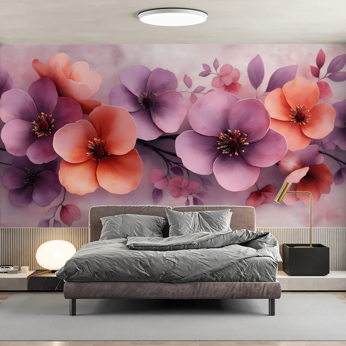 Watercolor Blossoms Mural Wallpaper — Soft Floral Art Mural Wallpaper - pure wallpaper artwork