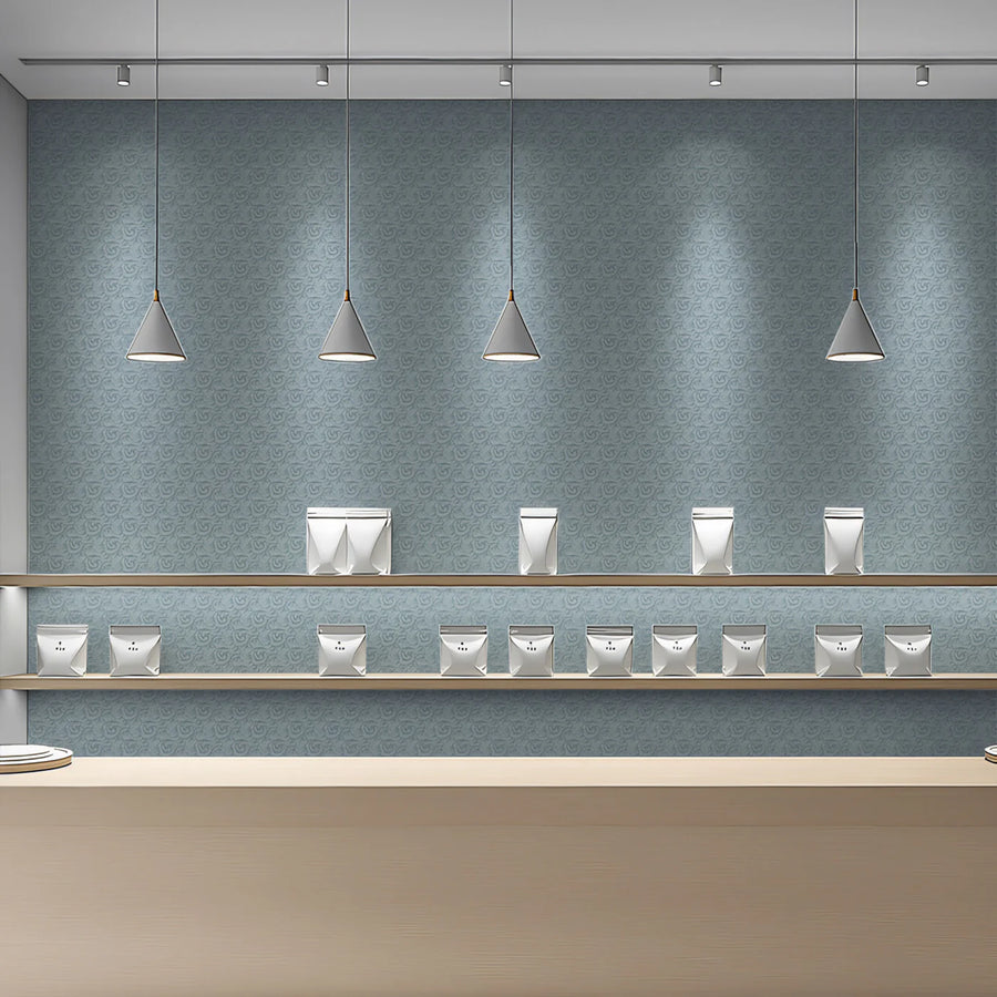 Minimalist Damask Mural Wallpaper — Soft Blue Geometric Pattern Mural Wallpaper