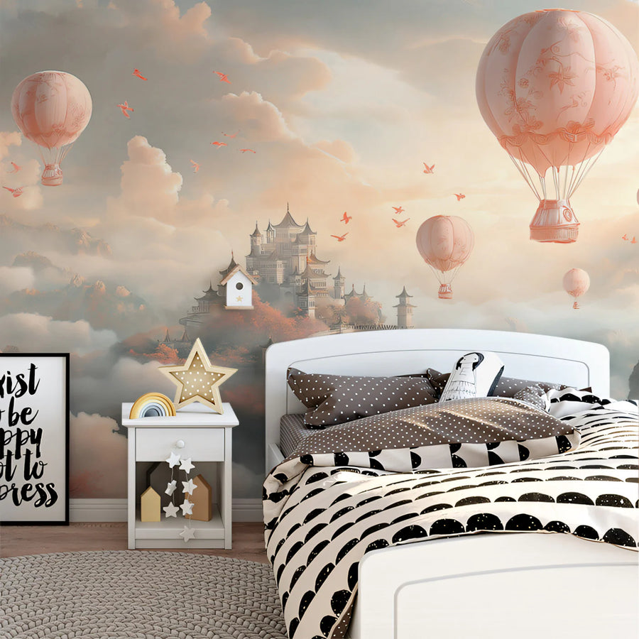Floating Castle Mural Wallpaper — Whimsical Dreamscape Sky Mural Wallpaper