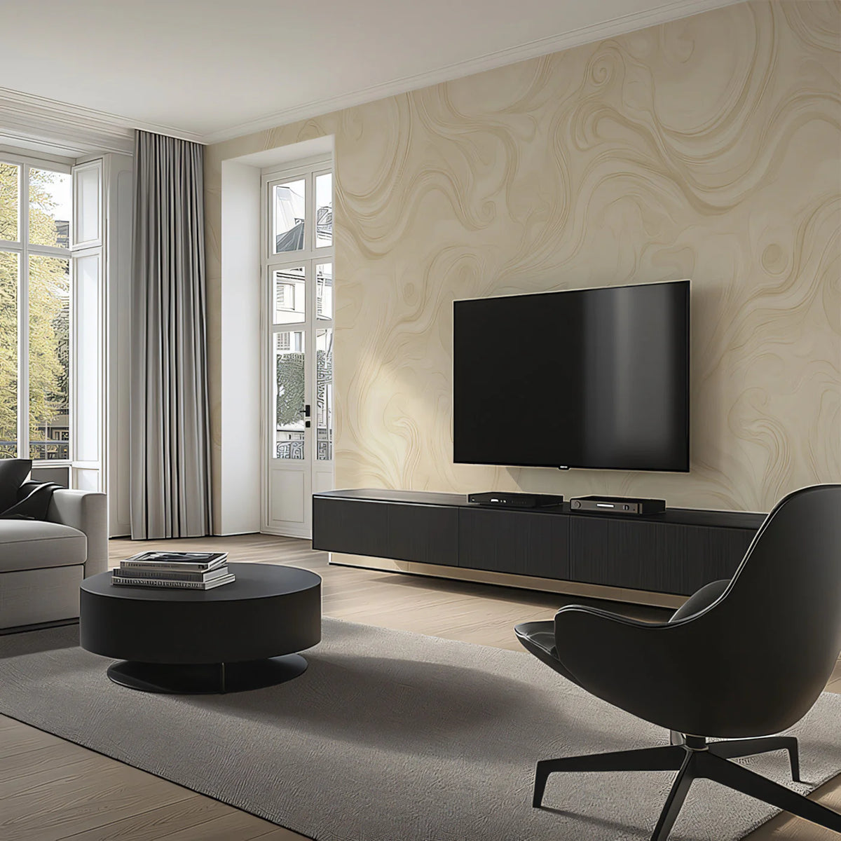 Sandstone Swirl Mural Wallpaper — Organic Fluid Minimalist Mural Wallpaper - pure wallpaper artwork