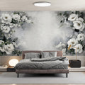 White Floral Garden Mural Wallpaper — Romantic Watercolor Design Mural Wallpaper - pure wallpaper artwork