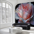 Large Rose Bloom Mural Wallpaper — Dramatic Botanical Wall Art Mural Wallpaper - pure wallpaper artwork