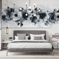Monochrome Floral Ink Mural Wallpaper — Abstract Artistic Design Mural Wallpaper - pure wallpaper artwork