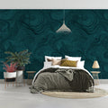 Deep Emerald Swirl Mural Wallpaper — Moody Fluid Abstract Pattern Mural Wallpaper - pure wallpaper artwork