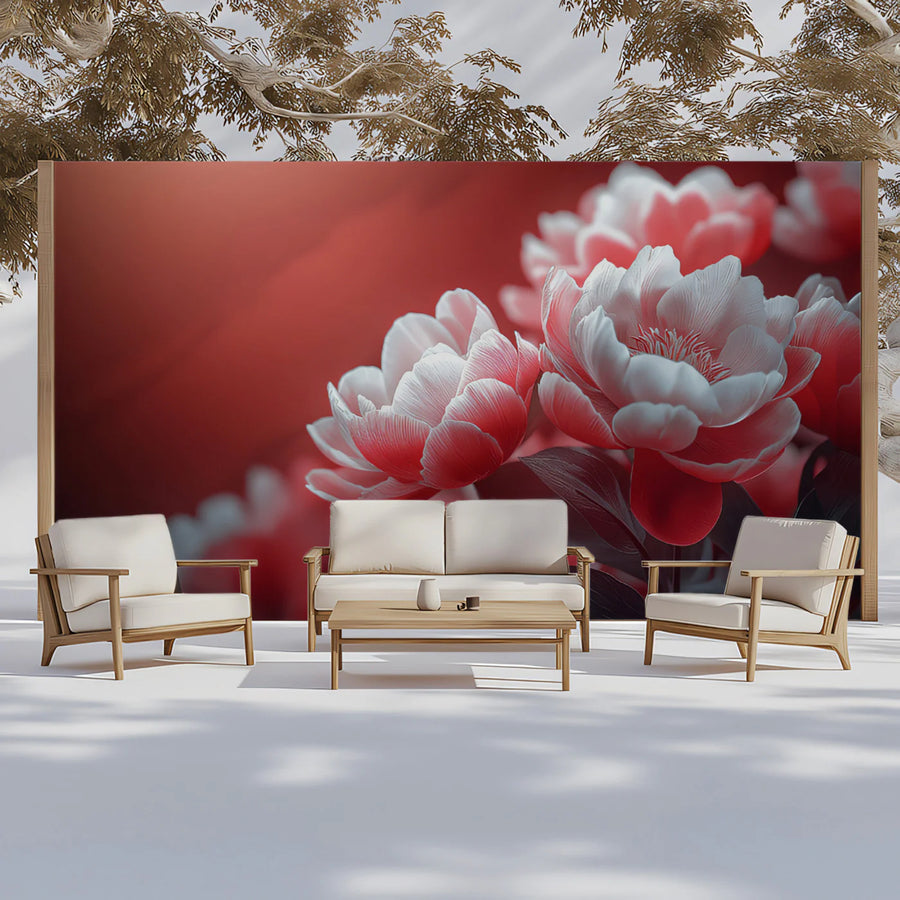 Blush Peony Floral Mural Wallpaper — Romantic Botanical Wall Decor Mural Wallpaper