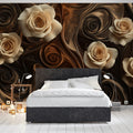 Cream Rose Swirl Mural Wallpaper — Sophisticated Fluid Art Design Mural Wallpaper - pure wallpaper artwork