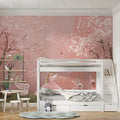 Fairy Tale Cherry Blossom Mural Wallpaper in Soft Pink Mural Wallpaper - pure wallpaper artwork