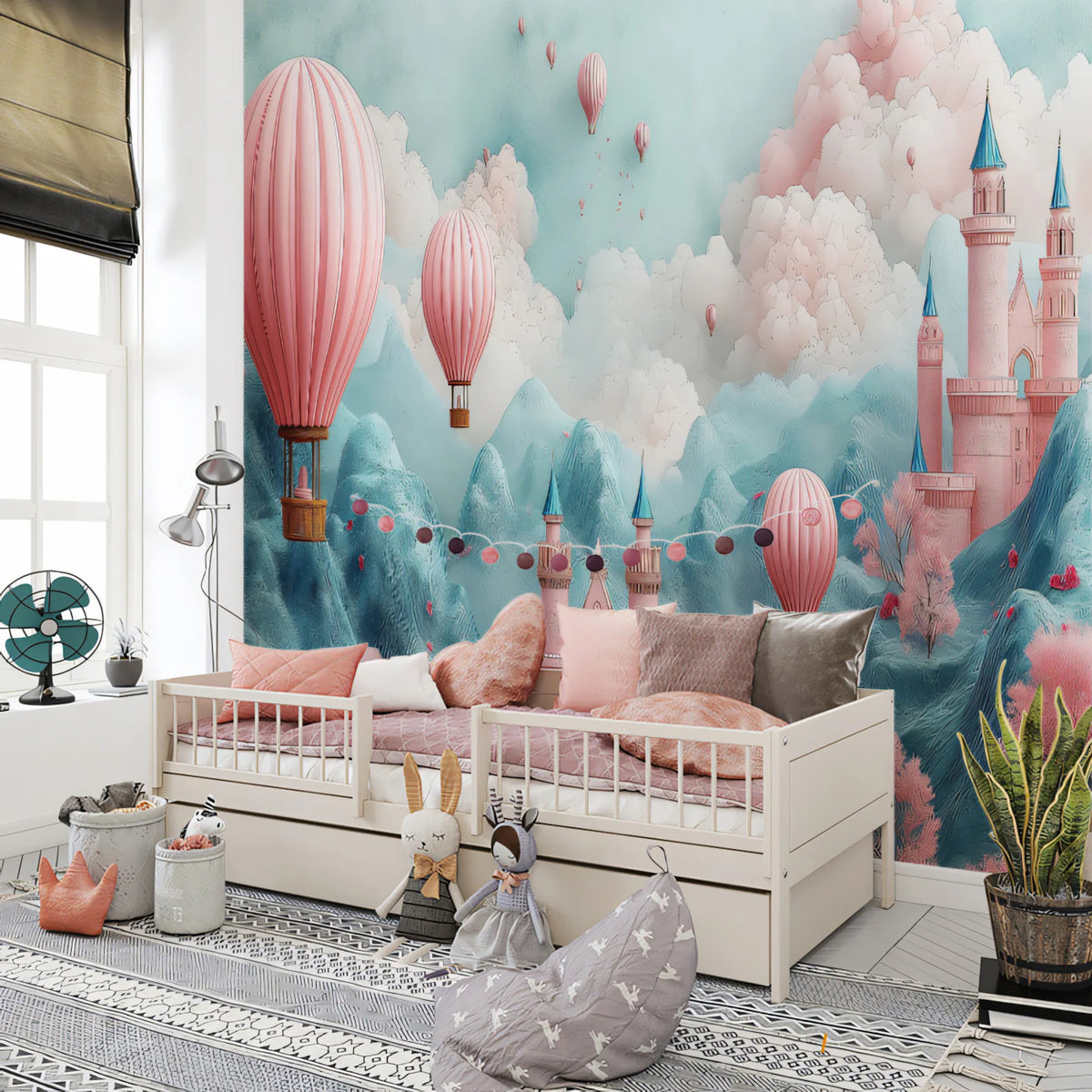 Cotton Candy Kingdom Mural Wallpaper — Whimsical Castle Dreamscape Mural Wallpaper - pure wallpaper artwork