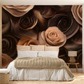 Abstract Chocolate Rose Mural Wallpaper — Warm Floral Wall Decor Mural Wallpaper - pure wallpaper artwork
