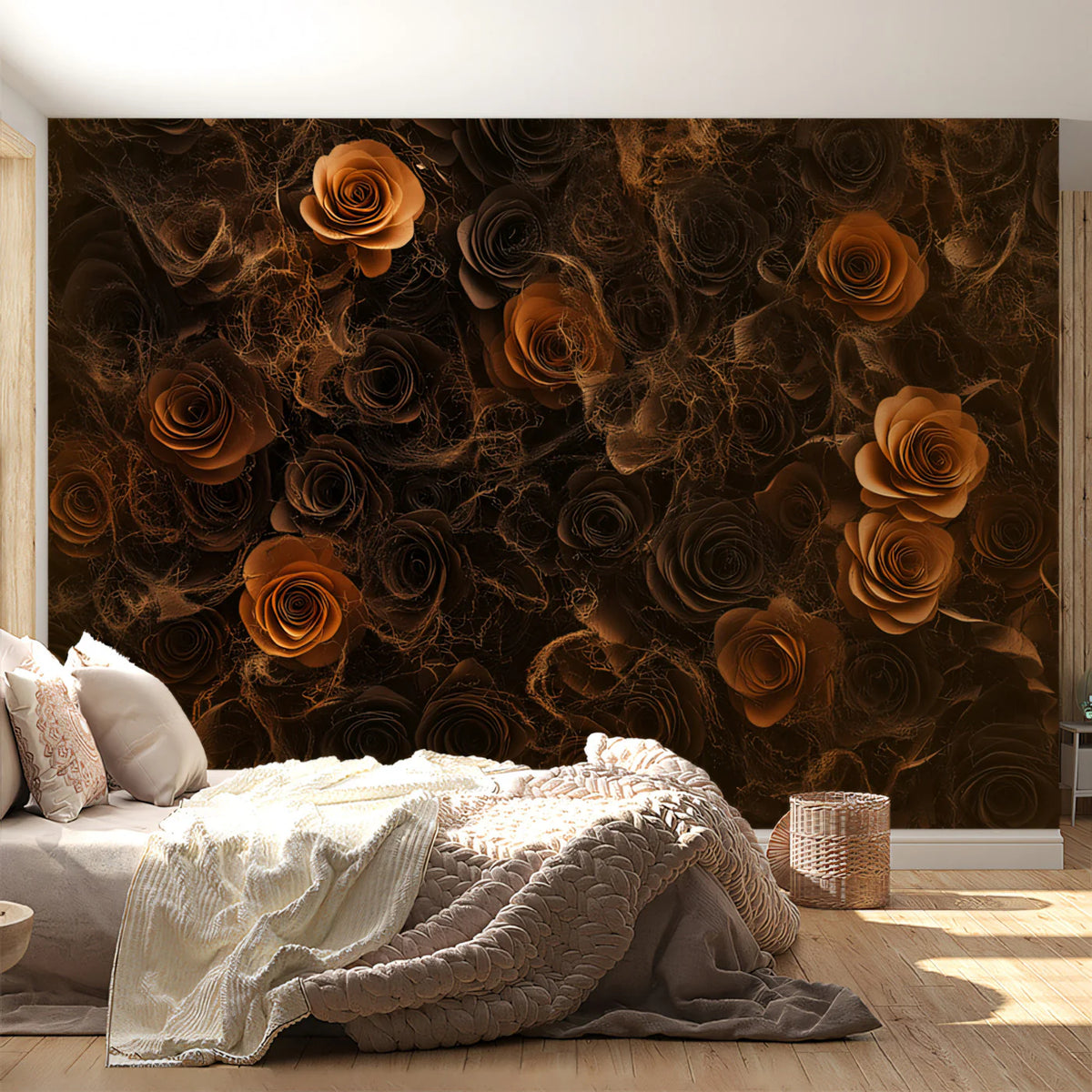 Gothic Rose Mural Wallpaper — Dark Floral Botanical Art Mural Wallpaper - pure wallpaper artwork