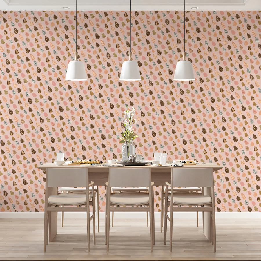 Autumn Pinecone Botanical Mural Wallpaper — Soft Earthy Pattern Mural Wallpaper
