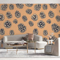 Rustic Pinecone Pattern Mural Wallpaper — Whimsical Earthy Motif Mural Wallpaper - pure wallpaper artwork
