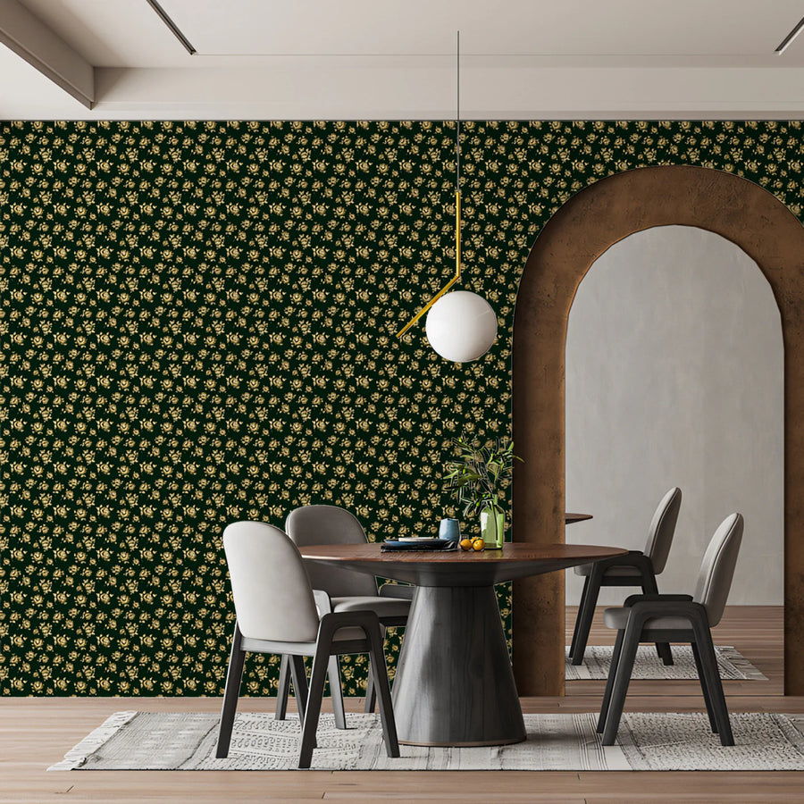 Midnight Bloom Botanical Mural Wallpaper — Dark Floral Print Mural Wallpaper