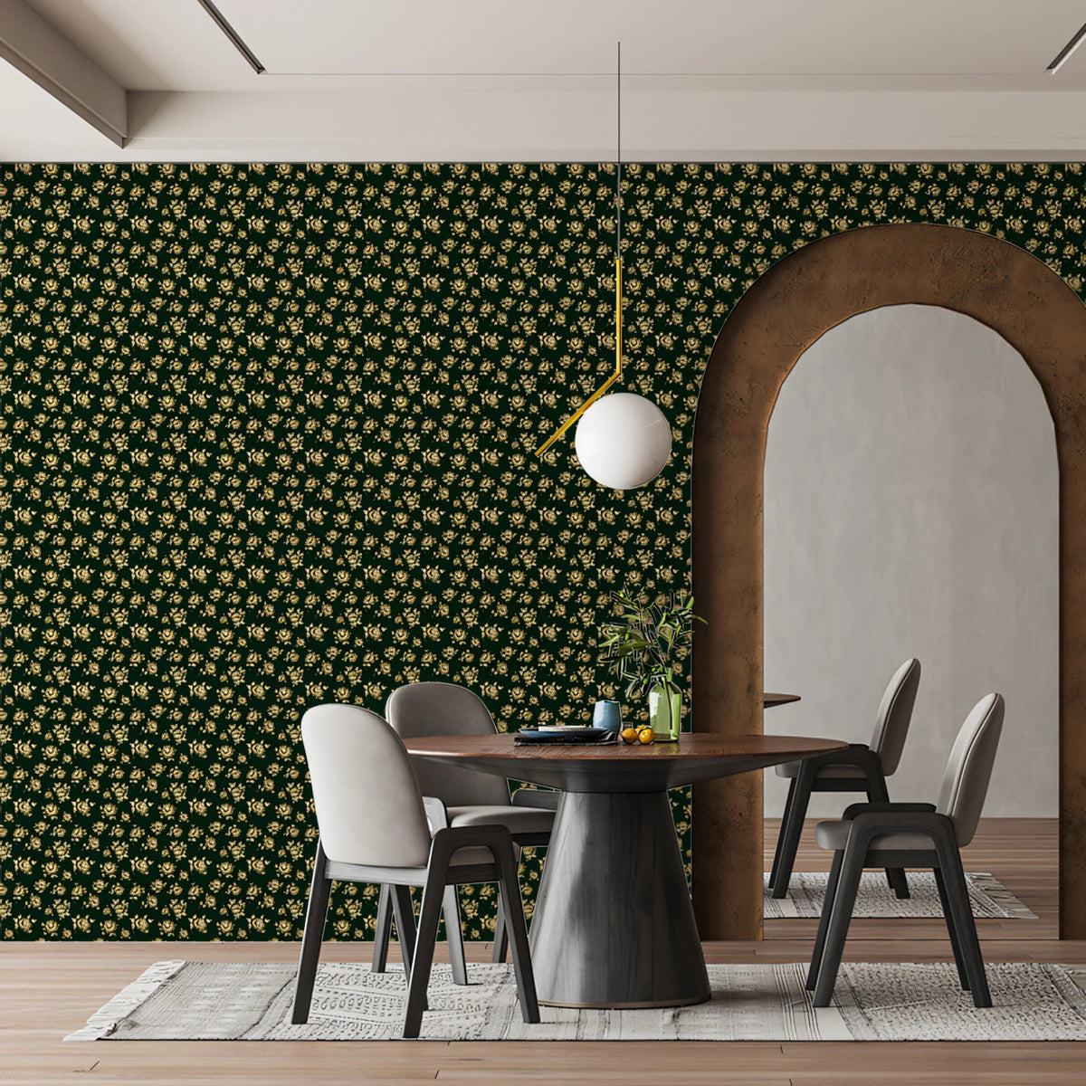 Midnight Bloom Botanical Mural Wallpaper — Dark Floral Print Mural Wallpaper - pure wallpaper artwork