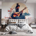 Traditional Pipa Player Mural Wallpaper — Artistic Ink Wash Style Mural Wallpaper - pure wallpaper artwork
