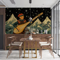 Starlit Lute Player Mural Wallpaper — Alpine Folklore Scene Mural Wallpaper - pure wallpaper artwork