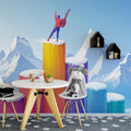 Rainbow Peak Musician Mural Wallpaper — Vibrant Mountain Art Mural Wallpaper - pure wallpaper artwork