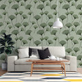 Ginkgo Leaf Mural Wallpaper — Botanical Minimalist Sage Design Mural Wallpaper - pure wallpaper artwork