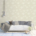 Minimalist Ginkgo Leaf Mural Wallpaper in Cream and Beige Mural Wallpaper - pure wallpaper artwork