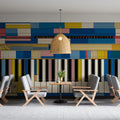 Bauhaus Piano Abstract Mural Wallpaper — Modern Color Blocks Mural Wallpaper - pure wallpaper artwork