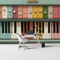 Vintage Organ Keys Mural Wallpaper — Retro Musical Illustration Mural Wallpaper - pure wallpaper artwork