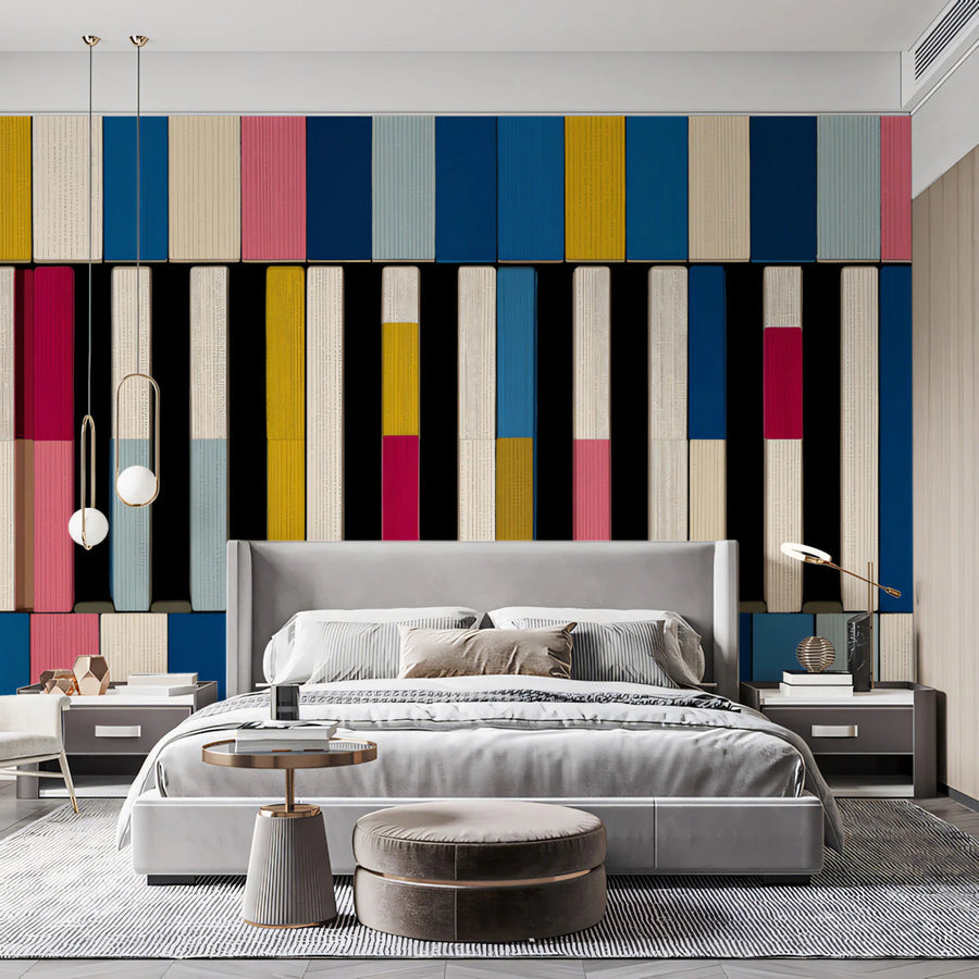 Modern Piano Key Mural Wallpaper — Abstract Geometric Rhythm Mural Wallpaper
