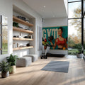 Vintage Gym Lady Mural Wallpaper — Retro Fitness Illustration Mural Wallpaper - pure wallpaper artwork