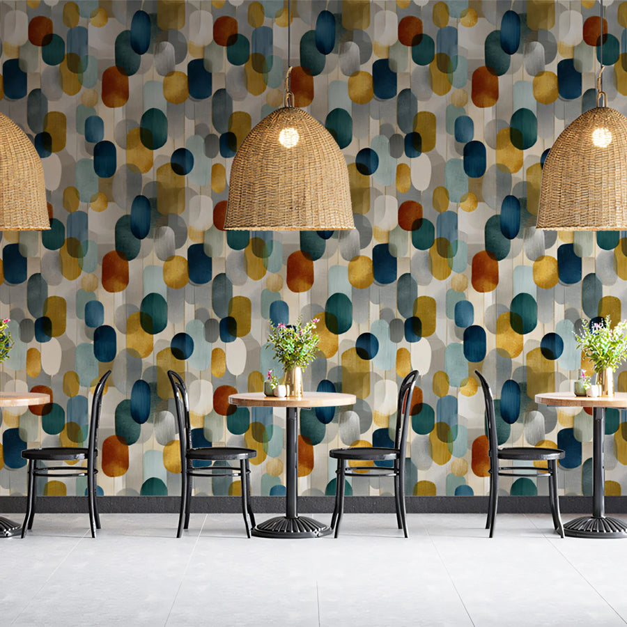 Abstract Geometric Pods Mural Wallpaper — Mid-Century Modern Mural Wallpaper