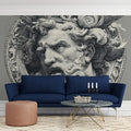 Baroque Mythical God Relief Mural Wallpaper — Intricate Sketch Mural Wallpaper - pure wallpaper artwork