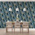 Abstract Diamond Texture Mural Wallpaper Blue, Gray, and Subtle Gold Mural Wallpaper - pure wallpaper artwork