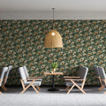 Vintage Floral Field Mural Wallpaper — Muted Teal and Cream Mural Wallpaper - pure wallpaper artwork