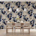 Diagonal Leaf Branch Mural Wallpaper in Navy and Soft Cream Mural Wallpaper - pure wallpaper artwork