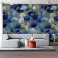 Indigo Leaf Canopy Mural Wallpaper — Botanical Blue Pattern Mural Wallpaper - pure wallpaper artwork