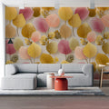 Autumnal Foliage Mural Wallpaper — Soft Gold and Plum Motifs Mural Wallpaper - pure wallpaper artwork