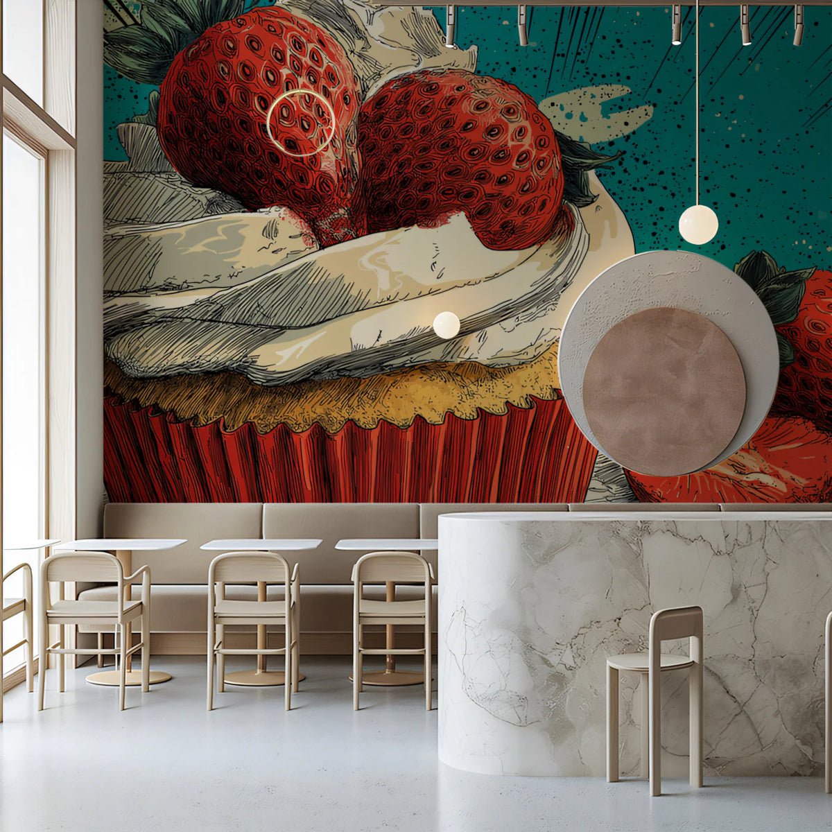 Strawberry Pop Art Mural Wallpaper — Vibrant Comic Comic Style Mural Wallpaper - pure wallpaper artwork