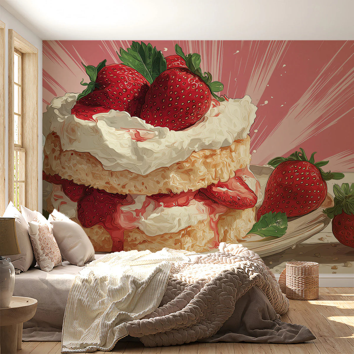 Strawberry Shortcake Mural Wallpaper —Whimsical Pop Art Design Mural Wallpaper - pure wallpaper artwork