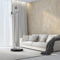 Cream Floral Scroll Mural Wallpaper — Soft Monochromatic Design Mural Wallpaper - pure wallpaper artwork