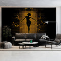 Golden Dancer Silhouette Music Mural Wallpaper — Abstract Art Mural Wallpaper - pure wallpaper artwork