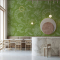Soft Lime Paisley Mural Wallpaper — Delicate Botanical Texture Mural Wallpaper - pure wallpaper artwork