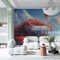 Floral Grand Piano Mural Wallpaper — Whimsical Fantasy Art Mural Wallpaper - pure wallpaper artwork