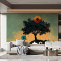 Vinyl Hilltop Sunset Mural Wallpaper — Artistic Musical Motif Mural Wallpaper - pure wallpaper artwork