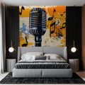 Vintage Microphone Abstract Mural Wallpaper — Retro Music Art Mural Wallpaper - pure wallpaper artwork