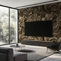 Sepia Engraved Filigree Mural Wallpaper — Vintage Floral Swirls Mural Wallpaper - pure wallpaper artwork