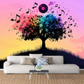 Melodic Tree of Life Mural Wallpaper — Vibrant Whimsical Design Mural Wallpaper - pure wallpaper artwork